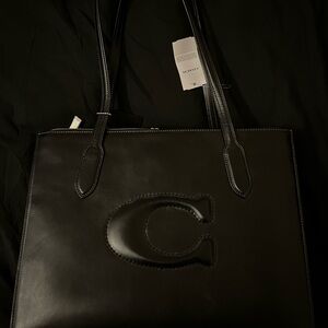 Coach Black Leather Tote Bag